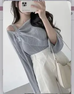 【新品未使用】GRL ドロストトップス×キャミソールリブニットアンサンブル