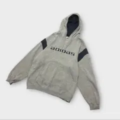 00s adidas センター刺繍ロゴ 切替デザイン スウェットパーカー