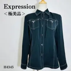 【極美品】エクスプレッション ジャケット レギュラーカラー 花型ボタン M 黒系