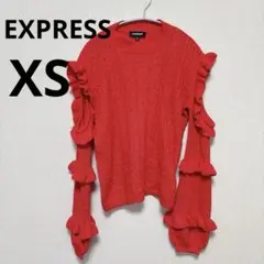 希少✨EXPRESS フリル付きレッドニットセーター XSのサムネイル