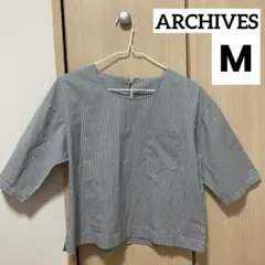 archives 縦ストライプ シャツ 五部丈 春 レディース Mサイズ