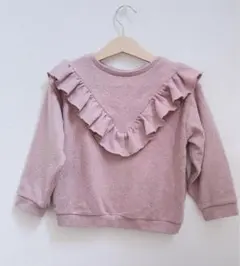 ZARAキッズ　フリル付きくすみピンクニット