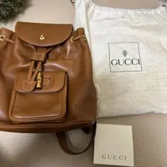 GUCCI ブラウン バンブーレザーリュック・バックパック