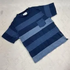 チャオパニックティピー S Tシャツ 半袖 ボーダー インディゴ ブルー メンズ