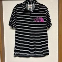 THE NORTH FACE 黒白ストライプ ポロシャツ M