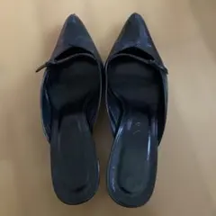 ダイアナDIANA黒 ミュール 約3cmヒールＬサイズ