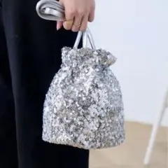 シルバー スパンコール パーティーバッグ 結婚式