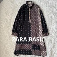 ZARA BASIC 花柄パッチワーク調 チュニックワンピースS