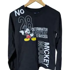 Disneyミッキーマウスプリント長袖ブラックTシャツキャラTサイズM