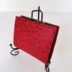 【極美品】印傳屋 インデンヤ 二つ折り財布 がま口 とんぼ 赤×黒 勝ち虫