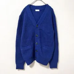 ◉nano UNIVERSE　青　Vネックカーディガン　ローゲージ　42　厚手