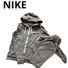 NIKEナイキ　薄手セットアップ　フードパーカー　グレー　スポーツ　スウェット