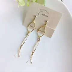 スティックチャームとデザインリングのイヤリング ピアス＊ハンドメイド