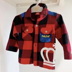 80サイズネルシャツ　ベビードール赤×黒チェック柄