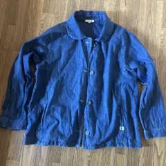 ダークブルー Mサイズ ボタン付きジャケット 猫ロゴ