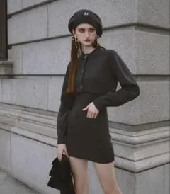 エイミーロゴボタンニットセットワンピース eimy istoire