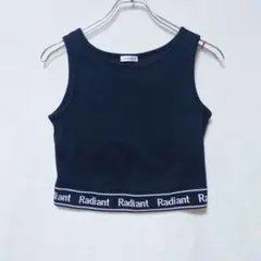イング リブタンクトップ ロゴライン ショート丈 (M) ブラック ストレッチのサムネイル