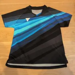 VICTAS 卓球ウェア L 青/黒 ストライプ　レディースL