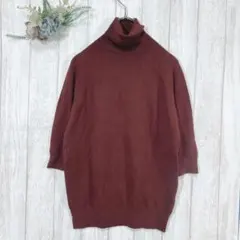 ☆ ザラ/ZARA バーガンディ タートルネックニット 五分袖 ボルドーのサムネイル