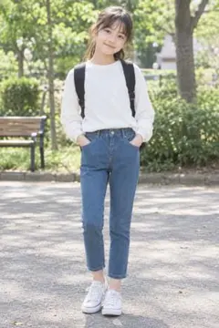 GU ジーユー 女の子 デニムパンツ 150 くるぶし丈