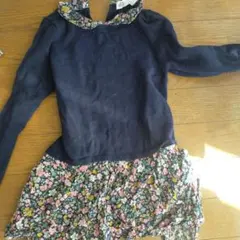 フラワー　ニット　ワンピース　ドッキング