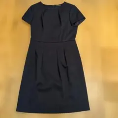 23区　厚手　フォーマル膝丈ワンピース　ネイビー　L　40
