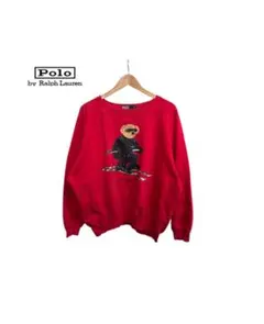 ★ ポロ ラルフローレン 90s ポロベア スキー ロゴ プリント スウェット
