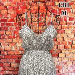 美品☆GRL キャミワンピース　ロング丈　花柄ワンピース　フレア　春夏　白黒　M