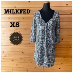 MILKFED 小花柄 Vネックチュニック丈 ミニワンピース XS