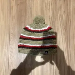 adidas ボンボンニット帽 ボーダー カーキ ビーニー アディダス