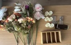 ウェルカムスペース 造花 キャンドルライト 名刺立て 小物入れセット