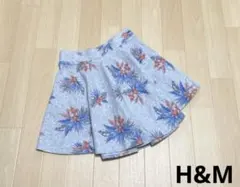 H&M 140 ボタニカル柄 フレアスカート グレーのサムネイル