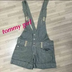 デニム地のストライプのサロペット