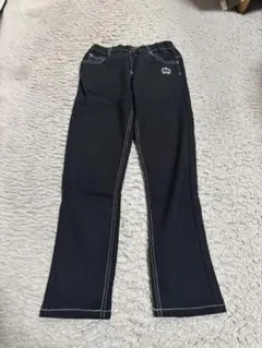 黒 フレアパンツ W刺繍 長ズボン