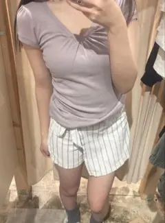 00s 海外ガール ZARA ストライプ ホワイト リボン付き ショートパンツ