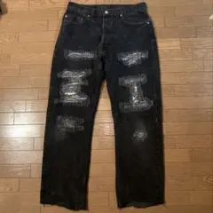 levis リーバイス　505 ダメージ　デニム　ブラック　黒