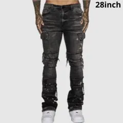 ダメージデニム　ストレッチデニム　フレア　ukドリル　mnml amiri