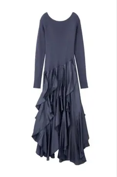 Aimeine バックオープンフリルドッキングワンピース　ネイビー