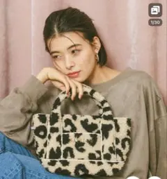 トートバッグ レオパードボアロゴトートS レディース