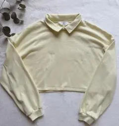 【H&M】襟付き ショート丈 ポロスウェット　ライトイエロー 150cmのサムネイル