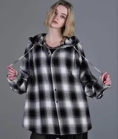 アドラー over size shirt parker ブラックチェック XS