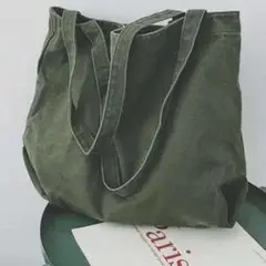 新品✠定番✠キャンバス トートバッグ カーキ 無地 大きめ 男女兼用のサムネイル