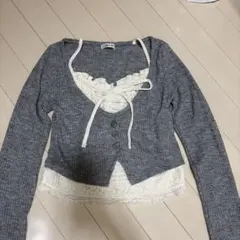 INGNI レースキャミ風　長袖カットソー グレー