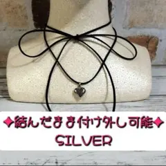 ハンドメイド　韓国チョーカー リボンチョーカー　チョーカー　シルバーハート
