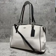 美品✨️A4 コーチ 2way ショルダーバッグ レザー アイボリー 57485