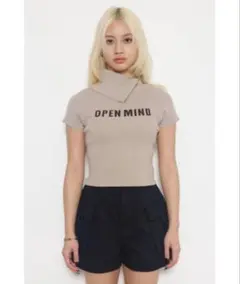 OPEN MIND ハイネック半袖ニットトップスのサムネイル