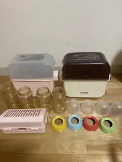 Combi製哺乳瓶用消毒ケース2個セットと哺乳瓶4個