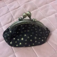 星柄コインケース・小銭入れ ネイビー 花柄 財布 がま口