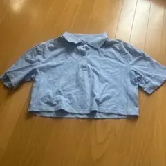 ライトブルー クロップドポロシャツ 半袖