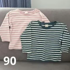 petit main 長袖ストライプTシャツ 90　2枚セット